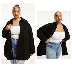 NWT GA Black Denim Oversized Shacket with Pockets